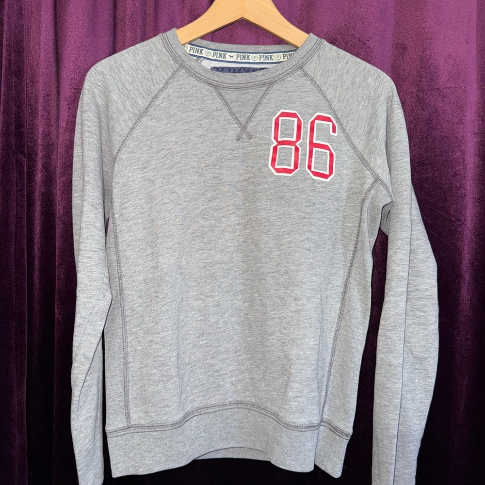 EUC PINK Victoria's Secret Gray Sweater with Hot Pink Accents